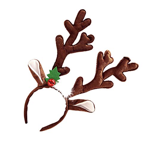 Tiara de Natal Amosfun com rena, alce e chifre de cervo de tecido para festa (café), Marrom, 30*36cm