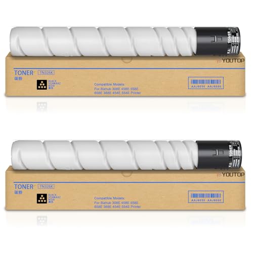 Toner TN326 noir pour éviter les pannes sur Konica Minolta bizhub 368 308 | Pack x2