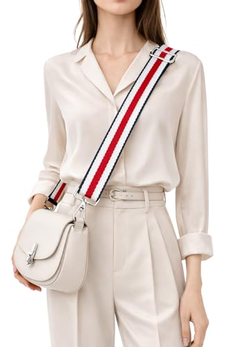 Image of Purse Strap Replacement for Crossbody Bags & Handbags | Premium Webbing with Silver Hardware Clip-On Installation Adjustable Length Comfortable Wide Guitar Style Strap
