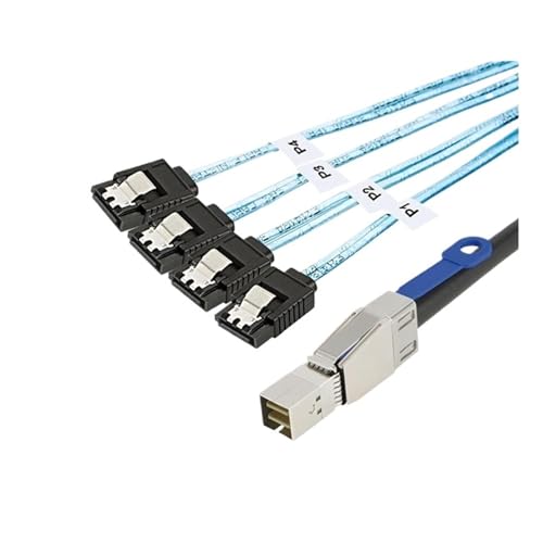 Cable SAS HD SFF8644 a 4 SATA 7Pin 1m