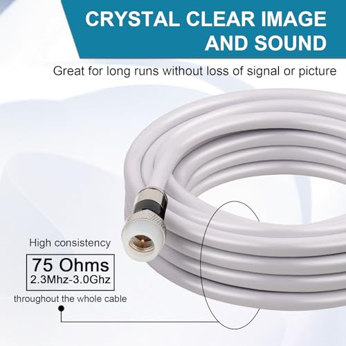 Câble coaxial RG6 étanche résistant aux coupures pour antenne TV et décodeur
