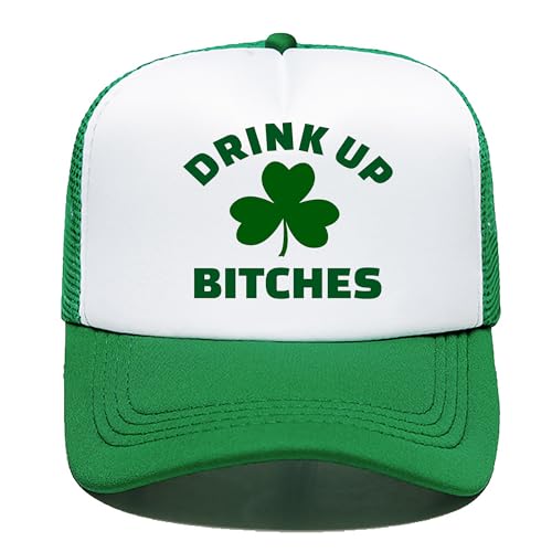 OVOY Ireland St Patrick's Day Green-Baseball-Hat Funny Drink Up es Shamrock Cotton Dad-Hat Adjustable for Men & Women, Drink Up-mesh, M