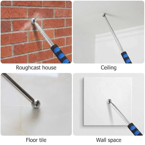 Miniatura 6 de 1 Martillo Telescópico Azul Para Detección De Azulejos, Varilla De Acero Inoxidable De 1,15 M Con Mango De Esponja Antideslizante Para Inspección De Paredes Y Cavidades, Detector De Superficie Hueca