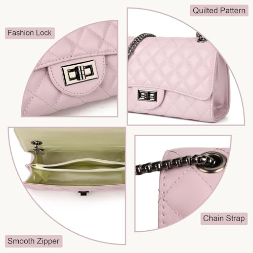 Image of Gladdon Quilted Crossbody Purse for Women Trendy Shoulder Bags | Stylish Shoulder Purse,Quilted Pattern,Structured bag,Chain Strap,Spacious Enough,Casual and Dressy Outfits,Any Occasion