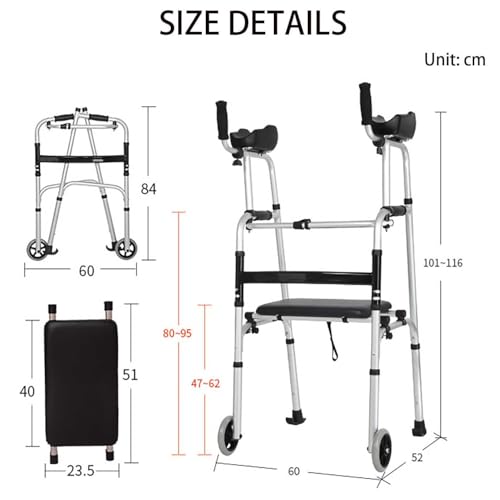 Aide à la marche assistée avec cadre de marche à roues pour senior - 3