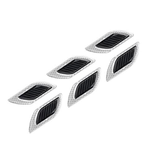 Ruiante 6Pc Strong Reflective Stripe Stickers For Car Fender Hood Bumper Night Visibility Reflective Decal Safety Warning Stickers Grade Carbon Fiber Universal For Car Suv (White) #TOP1