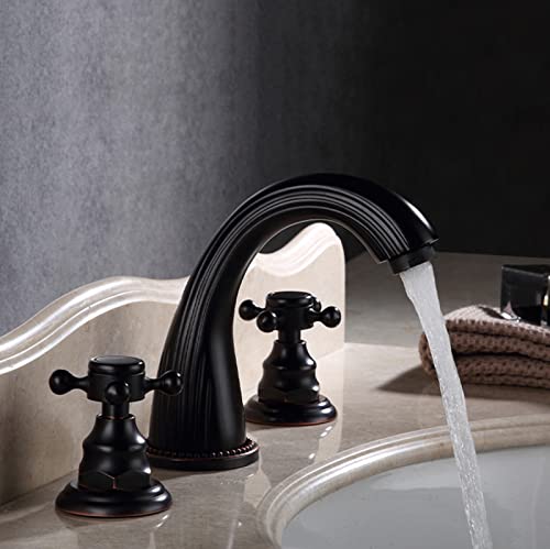 Mitigeur eau chaude/eau froide rétro à double commande noire en laiton