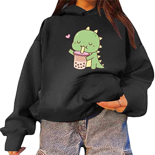 Minetom Damen Dinosaurier Hoodie - Kawaii Kapuzenpullover Mit Taschen Für Teenager