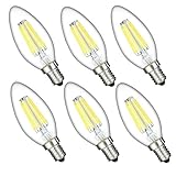LED Candelabra Bulb Dimmable 60W Equivalent Daylight (6000K Cold White), 6W Chandelier E12 LED Bulb, B11 Candle LED Light Bulb for home,360 Degree Beam Angle, By Augeek, UL Listed (6 Pack)