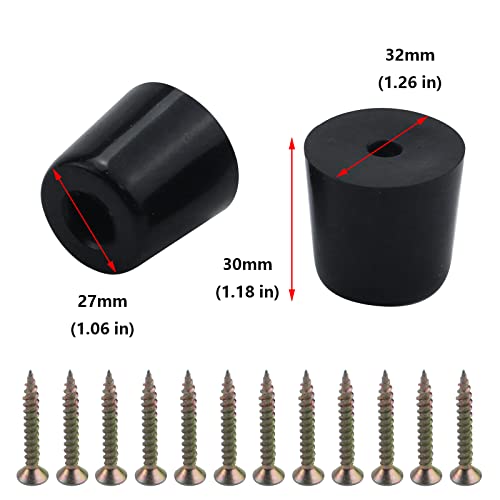Antrader 12Pcs Rubber Round Table Chair Furniture Feet Leg Pads Conical Recessed Rubber Feet Bumpers Pads Dia.1.25" X 1" X Height 1.2" #TOP1