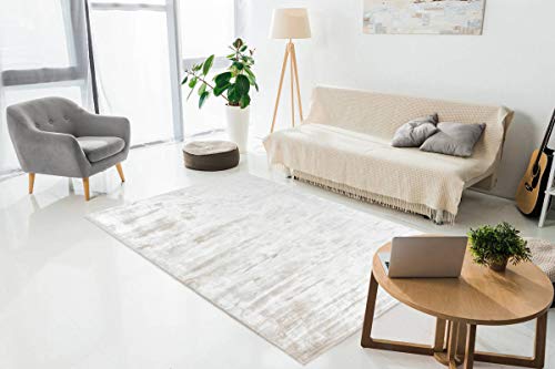 One Couture - Alfombra Moderna, 100% Viscosa (Fibra de bambú)., Beige, 160 x 230 cm