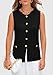 PRETTYGARDEN Women's 2025 Summer Sweater Vest Sleeveless Knit Cardigan Button Down Tank Tops Trendy Business Casual Outfits (Black,Medium)