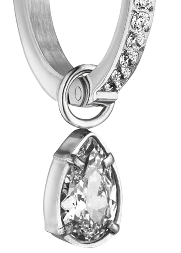 Purelei Elegante Vintage-Creolen für Frauen – 18K vergoldet, Zirkonia-Tropfen, Edelstahl (15,6 mm) - Schmuck für Frauen (Silver) – Ansicht 2