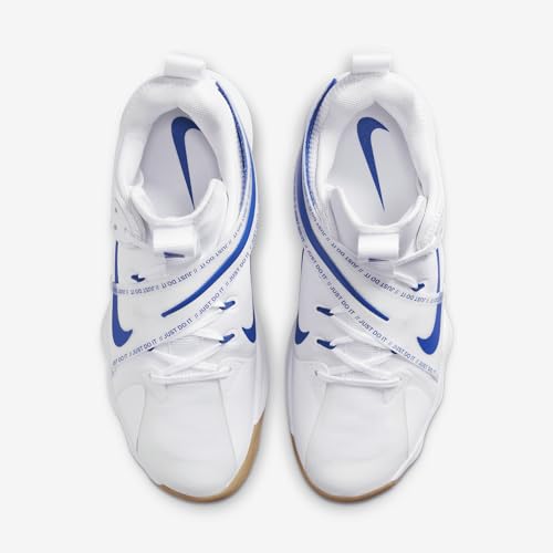 Nike React HyperSet Indoor Court Shoes (CI2955-140, White/Gum Light Brown/Game Royal) Size 12.54