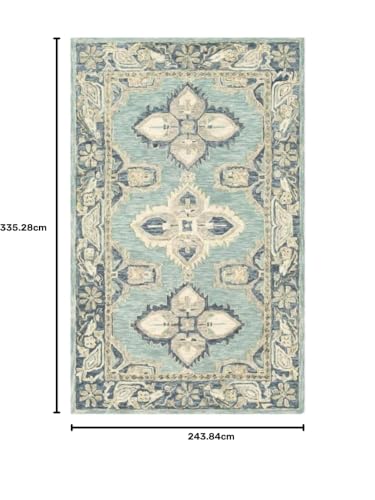 Image of Sifa Carpet Crafted with Care: Premium Hand-Tufted Wool Carpets Royanna Traditional Design Handmade Area Rugs, for Your Room Light Green Color Size 8x11 feet (240x330cm)