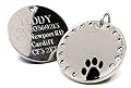 Large Round Crystal and Paw Design Dog Pet ID Tag Disc Engraved.TO LEAVE ENGRAVING DETAILS PLEASE READ PRODUCT DESCRIPTION LOWER DOWN THIS PAGE. (Black)