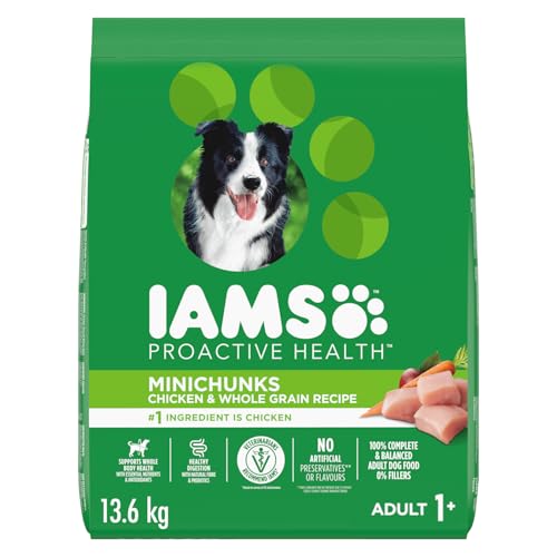 IAMS Proactive Health Minichunks Dry Dog Food – Crunchy Kibble for Adult Dogs – Chicken & Whole Grain Recipe – 13.61KG (30LB) Bag image 2