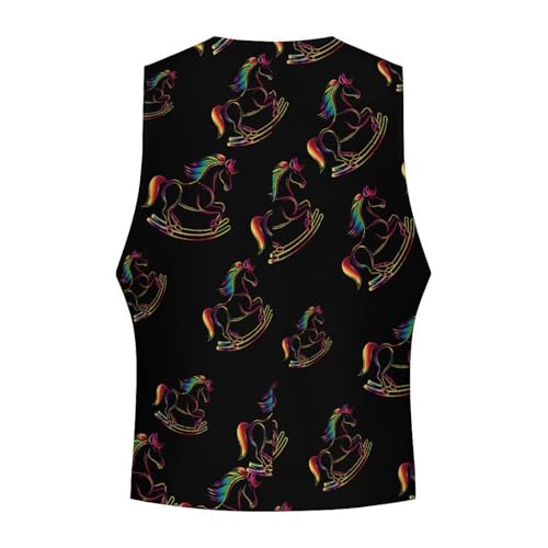 Rainbow Rocking Horse Novelty Men's Suit Vest Funny Formal Dress Vests Business Waistcoat4