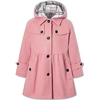 Betusline Girls' Dress Coat, Kids Hoodie Trench Coats Overcoat Fall Winter Outerwear Peacoat,3# Pink,3-4T