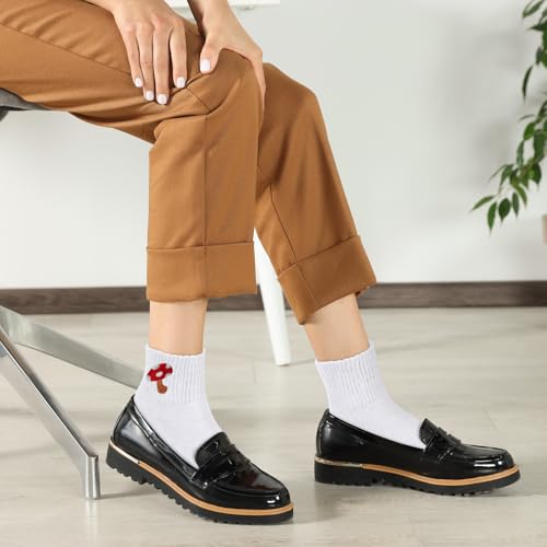 Image of Eurzom 10 Pairs Socks Womens Crew Elastic Ankle Length Cotton Socks Aesthetic Cute Lightweight Low Cut Gifts for Women