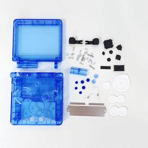 Image of Hzxkqmil Replacement Full Shell Case Kit for Gameboy Advance SP Console | Custom Transparent Housing DIY Clear Cover with Buttons Screws Repair Parts + Screwdrivers Tools for GBA SP (Clear Blue)