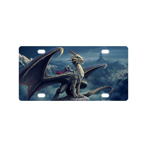 Cool Dragon On The Mountain Strong And Durable Aluminum Car License Plate 12" X 6"