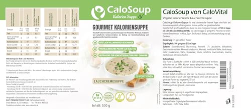Hochkalorische Suppe zum Zunehmen 20 Portionen | Nahrung hochkalorisch als Fertigsuppe | Fertiggerichte mit Gemüse | Flüssignahrung CaloSoup Kalorien Lauchsuppe (Lauchcreme) 500 g