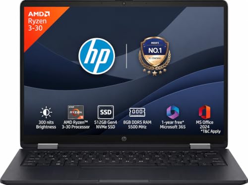 Image of HP OmniBook 3 14 inch Laptop PC, FHD Display, 300 NIts, AMD Ryzen 3 30, 8 GB DDDR5 RAM, 512 GB Gen4 NVMe SSD, AMD Radeon 610M Graphics, Win11, M365* Office24, Iron Gray, 14-hy00f30AU
