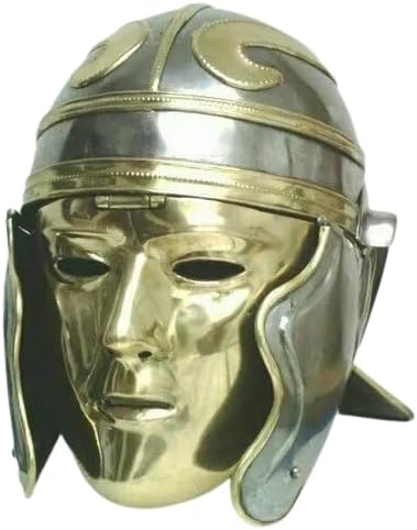 Roman Medieval Gallic/Centurion Imperial Helmet – 18 Gauge Steel Soldier Face Mask for Authentic Ancient Warrior Costumes & Historical Reenactments