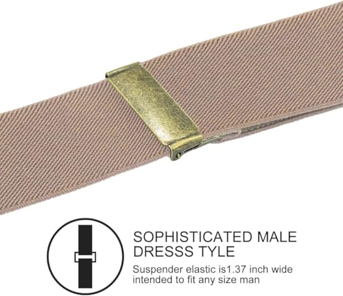 Image of Suspenders for Men, Adjustable Suspenders Gold Clip with Elastic Straps Y-Back Construction Heavy Duty for Work