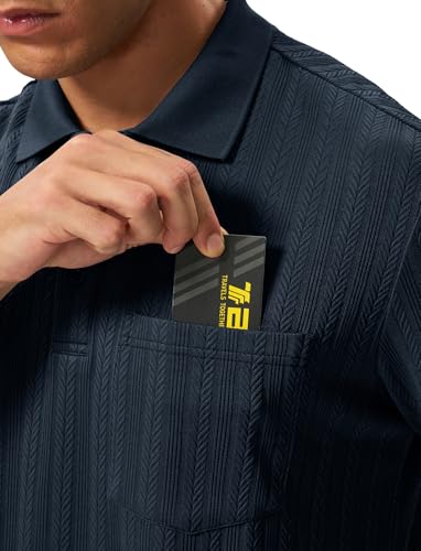 Image of TBMPOY Mens Casual Knit Polo with Pocket Textured Shirts Short Sleeve Classic Summer Vacation