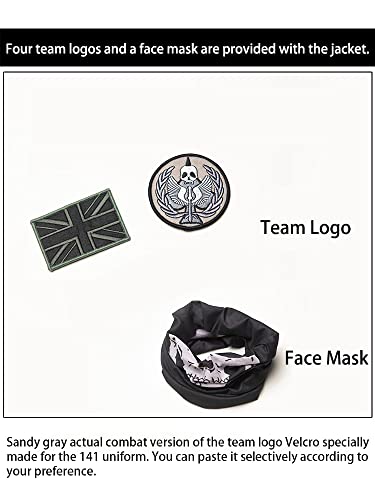 jiazery QZ Men's Cosplay Jacket, Ghost Battle Suit Warm Fleece Coat TF 141 Team Uniform with 2 Armbands and 1 Face Scarf (M) - Image 3