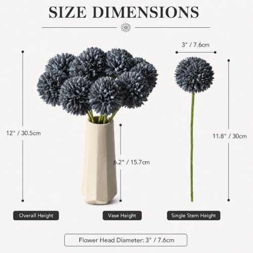 Image of Mandy's 12pcs Artificial Dark Grey Ball Chrysanthemum Flowers