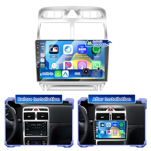 Radio Touchscreen da 9 Pollici 4GB+64GB: per Peugeot 307 radio Android dotata di touchscreen da 9 pollici con risoluzione dello schermo di 1280 * 720, sistema operativo Android 15 integrato, 4 GB di RAM e 64 GB di ROM, tocco sensibile e funzionamento regolare