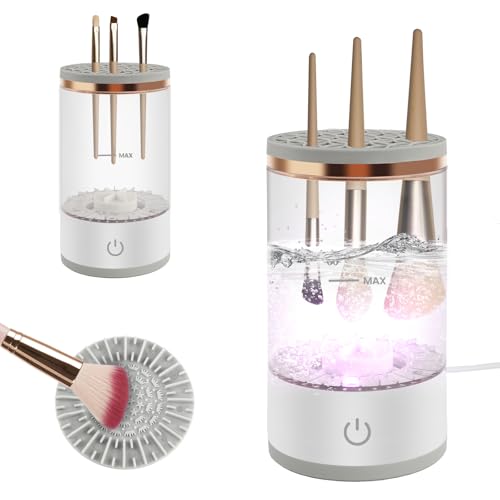 Electric Makeup Brush Cleaner Machine,Quick Cleaning Set,Cosmetic Brush Cleaner Fit for Most Size,Cosmetic Brush Cleaner with Silicone Pad,Beauty Tools,Great Gift for Her,Women,Girlfriend