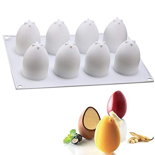 OCPO Kitchen 3D Egg Silicone Mold for Baking Mousse Cake 8 Cavities