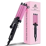 Adaronic Mini 3 Barrel Curling Iron Wand - 1/2 Inch Ceramic Hair Crimper Heats Up Quickly for Women Teens and Kids, 13mm Triple Barrels Portable Beach Waver for Home and Travel