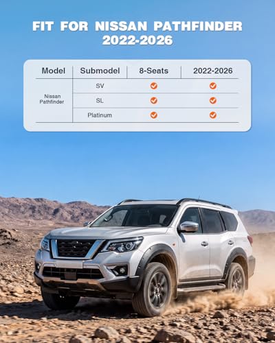 Image of Floor Mats for Nissan Pathfinder 2022-2025 2026(8 Seats), Anti-Slip Car Liners for Pathfinder SV /SL /Platinum with Trunk Cargo Liner, Backrest Protectors
