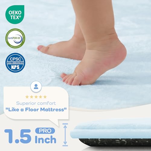 Image of 1.5 inch Thick Baby Play Mat for Floor, 59x79 Soft Foam Mats, Baby Blue