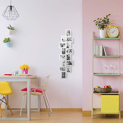 Relaxdays Bilderrahmen Collage, Bildergalerie 14 Bilder, Fotorahmen zum Aufhängen, mehrere Fotos, HxB: 118x36 cm, silber – Bild 6