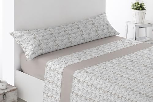 HaraDeco Juego de Sabanas 3 Piezas 150x190/200+28cm - Poliéster Microfibra Tacto Satén- Sábana Bajera, Sábana Plana y 1 Funda de Almohada Larga, Sábana Estampada para Verano