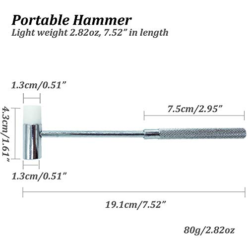 Dual Head Small Hammer, 7-1/2in Length, Silver Knurled Grip, Double face Jewelry Mallet Hammer, Mini Mallet for crafts, Mini Hammer for Watch, Tuning, Woodworking, Toys, Handcraft, Leather, Instrument
