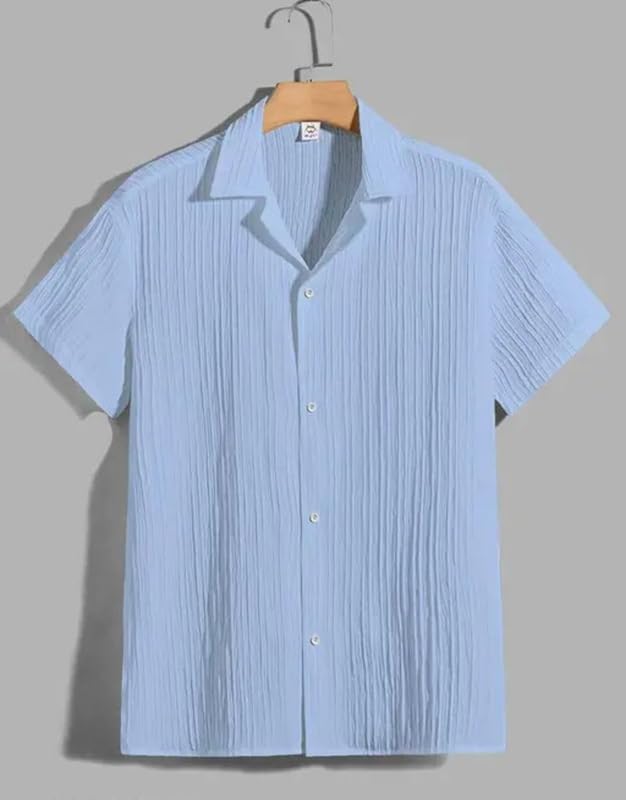 Image of Vikita Enterprise Kid Boy's Cotton Solid Shirt with Spread Collar Neck Half Sleeves Button Closure Curved Hem Length | Shirt For Kids Boys