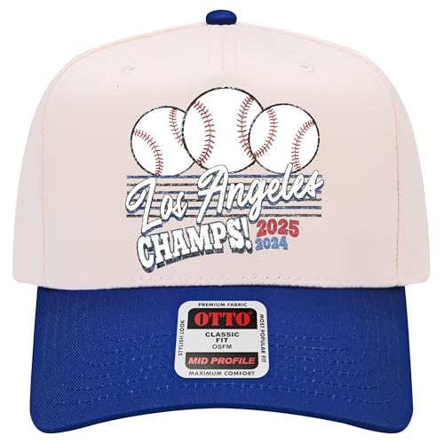 Los Angeles Triple Baseball Championship Hat | World-Class Vintage Trucker Hat for Men & Women (US, Alpha, One Size, Royal/Natural)