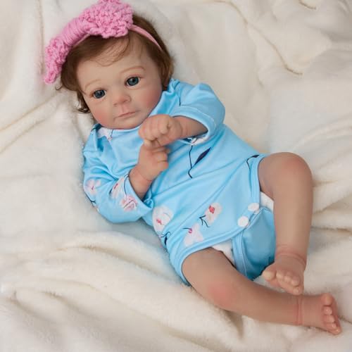 Myrebaby BLUE-34-4 17 Inch Realistic And Cute Eyes Opened Reborn Newborn Doll Girl Named Sum With Blue Eyes, Lifelike Baby Dolls That Look Real thumb #4