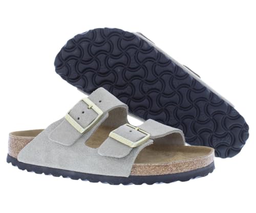 Birkenstock Arizona Narrow Unisex Shoes Size 4, Color: Taupe Suede Shimmering/Dirty Beige