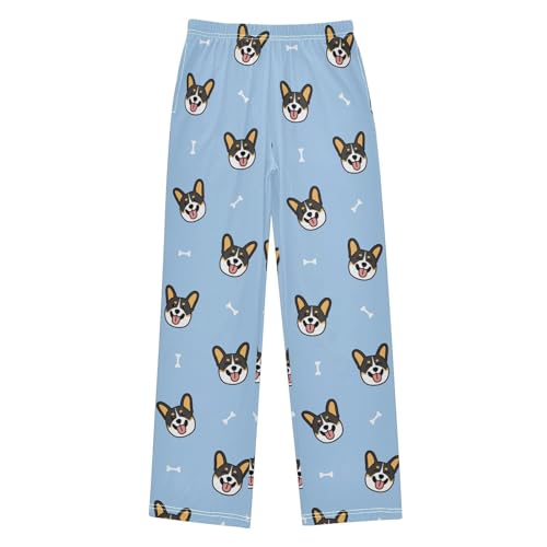 Cute Tricolor Welsh Corgi Dog Boys Pants for Kids Jogger Pants with Pockets S-XL