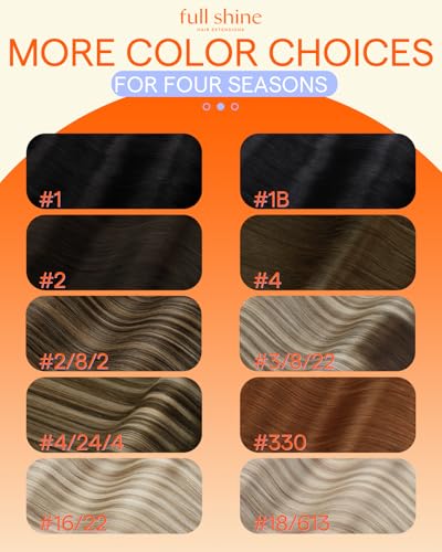 Image of Full Shine Invisi Edge Seamless Clip in Hair Extensions, Ash Brown 22 Inch