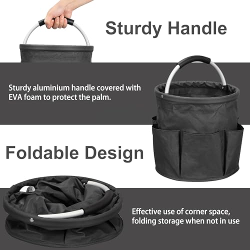 Qivine-Cleaning-Caddy-for-Cleaning-Supplies-17L-Cleaning-Supply-Caddy-with-Handle-Foldable-Cleaning-Supplies-Organizer-Bucket-Tool-Bag-Organizer-Cleaning-Products-Organizers-for-Home-Garden-Black