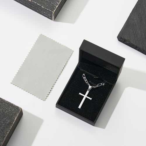 Image of SWEETV 18K Gold Cross Necklace for Men, 925 Sterling Silver Cross Pendant